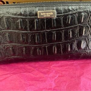 Kate Spade Black Croc Embossed Wallet